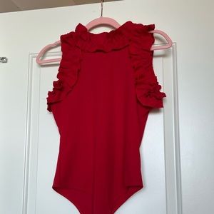 Red ruffle bodysuit